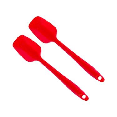 Imagem de Kit 2 Pçs Mini Espátula Raspador em Silicone Cozinha 22cm Maciça Pão Duro Confeitaria(Vermelha)