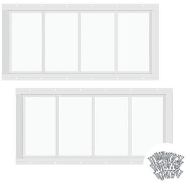 Imagem de Tandefio Pacote com 2 janelas brancas embutidas para galpões de galinheiro com janelas domésticas de vidro temperado para galinheiros e celeiros (25 x 58 cm)