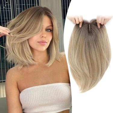 Imagem de Topper de cabelo Ms Taj 30cm de cabelo sintético Ombre Loiro escuro