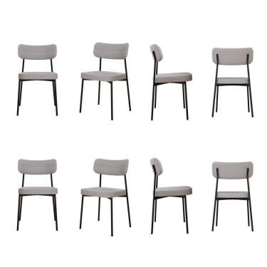 Imagem de Kit com 8 Cadeiras para Sala de Jantar Mona Yescasa Cinza Claro Corriente