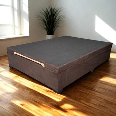 Imagem de Cama Box Baú Casal Suede Luxo - Suíte Imperial - Acabamento Reforçado, Amplo Espaço (188x138x44cm, Suede Marrom)