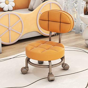 Imagem de BSNANCA Banqueta cosmética com rolamento, assento baixo de rolo, banquinho baixo com rolamento, rodas redondas com rolamento, banqueta rolante, almofada (L) (F) (F)