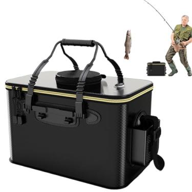 Imagem de Balde para pesca, balde de água dobrável | Recipiente de pesca para churrasco de acampamento, estojo de armazenamento de isca de pescador dobrável