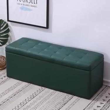 Imagem de Banco de entrada moderno com armazenamento com almofada, banco para quarto na extremidade da cama, banco de armazenamento de sala de estar, banco para entrada da porta da frente, banco de sapatos com