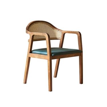 Imagem de Cadeira de vime moderna cadeira de jantar de madeira - cadeira de vime com acolchoado e apoio de braço - design de tecelagem de vime - cadeira de lazer de vime de vime de vime de vime de vime de vime