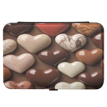 Imagem de Burbuja Caixa de joias de viagem com corações de pedra dos namorados, presente para mulheres e meninas, estojo de joias portátil de couro PU organizador para brincos, anéis, colares e pulseiras