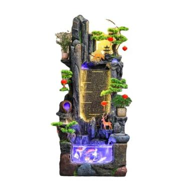 Imagem de Fonte de água decorativa com jardim ornamental, aquário de paisagem de água circulante, sala de estar, varanda, decoração de escritório para entrada (L)