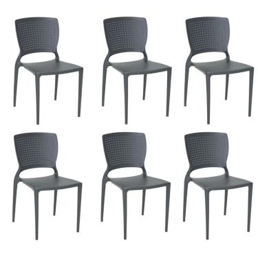 Imagem de Kit 6 Cadeiras Safira Grafite Tramontina 92048/007