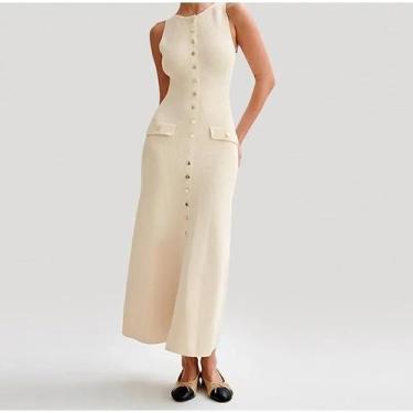 Imagem de Vestido Longo Elegante Sem Mangas Com Decote Redondo, Vestido De Festa