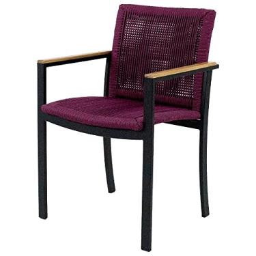 Imagem de Poltrona Cadeira com braços para área externa jardim e mesa de jantar em alumínio e corda náutica