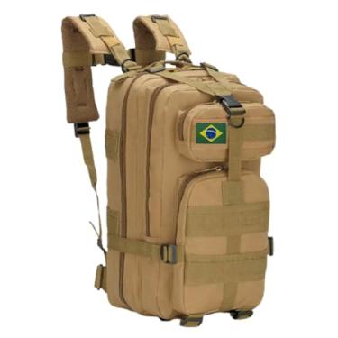 Imagem de Mochila Tática Militar Impermeável Reforçada 30 litros com Patch Emborrachado - Tan/Caqui