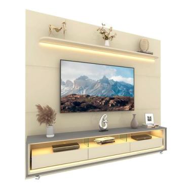 Imagem de Rack com Painel Royal/Requinte 2.2 C/Rodízio Off White com Cinza - Gel