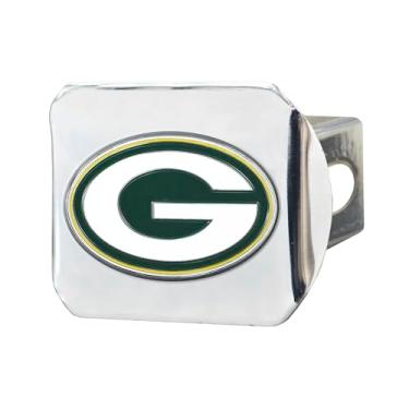 Imagem de Capa de engate de metal NFL Green Bay Packers, cromada, capa quadrada tipo III de 5 cm