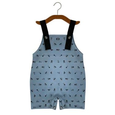 Imagem de Jardineira Curta Macacão Regata Estampada para Bebê de Sarja para Bebê
