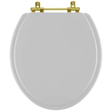 Imagem de Assento Sanitario Laqueado Convencional Oval Cinza Real Com Ferragem Dourada Para Vaso...