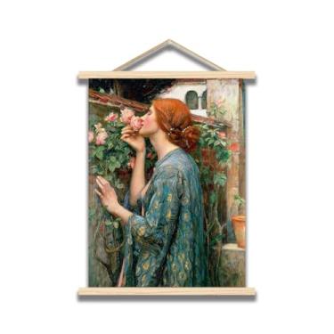 Imagem de Pôster suspenso de madeira John William Waterhouse - A alma de uma rosa - Retrato romântico - Decoração de parede legal para sala de estar, bar, corredor