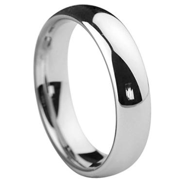 Imagem de QUEENWISH Aliança de casamento de tungstênio branco de 5 mm para homens e mulheres com cúpula simples, altamente polida, ajuste confortável