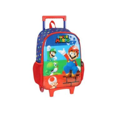 Imagem de Mochila De Rodas Super Mario Bros Escolar Passeio, Mario e Luigi