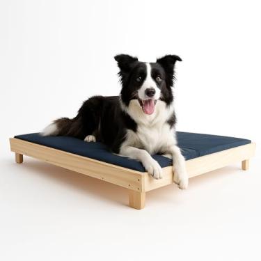 Imagem de Cama Caminha para Pet Cachorro Gato Grande 80x60 com Colchão Macio e Durável, Em Madeira Resistente