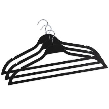 Imagem de Cabide Le Coat Plástico com Cabo Prateado 3 Unidades Preto