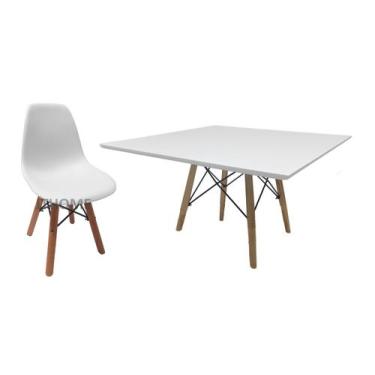 Imagem de Mesa Quadrada infantil 80cm Branco Eiffel 1 cadeira  - jthome