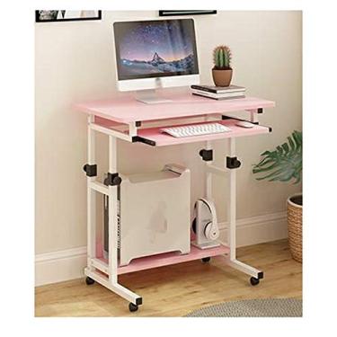 Imagem de P9IDEDFH Mesa de mesa de computador preguiçosa elevatória móvel mesa de cabeceira para casa cama de estudante quarto pequeno mesa pequena (cor: E) (preto)