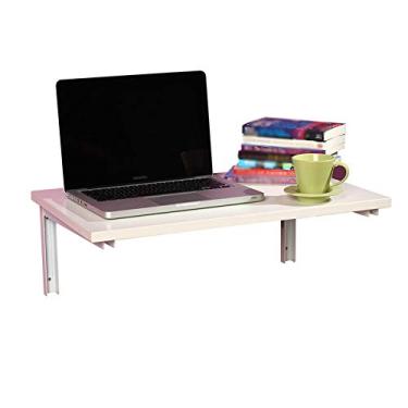 Imagem de LXB Mesa de computador doméstica montada na parede - prateleira de parede branca mesa de jantar dobrável mesa de computador mesa de madeira gota folha criativa mesa de aprendizagem montada na parede