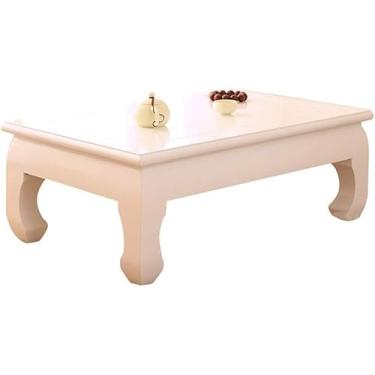 Imagem de Mesa de centro, mesa de canto dobrável para TV, sofá, mesa central, mesa lateral, branca