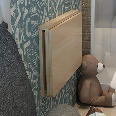 Imagem de LXB Mesa de computador doméstica montada na parede - Estações de trabalho de computador, mesa de parede dobrável, mesa de jantar montada na parede, economia de espaço, mesa conversível dobrável de