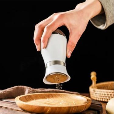 Imagem de Conjunto de saleiro e pimenteiro, recipientes de sal e pimenta com fundo de vidro de 118 ml com fundo de vidro para cozinhar na cozinha, churrasco, bar, mesa, trailer, acampamento (preto + branco)