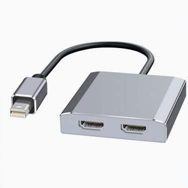 Imagem de Adaptador Mini DisplayPort para HDMI duplo, fonte mini DP 4K @60Hz para divisor HDMI adaptador de exibição estendida para monitores duplos, conversor de porta de exibição para NVIDIA, placa de vídeo