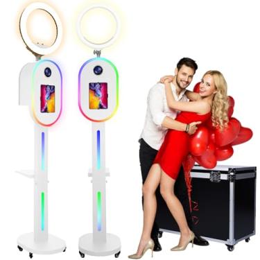 Imagem de RDYMONKEY Cabine fotográfica para todos os iPad e para câmera, estação de selfie, suporte para controle de aplicativo, anel de luz RGB, caixa de luz de sincronização de música, máquina de cabine