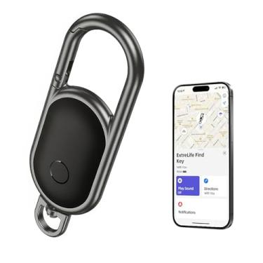 Imagem de Chaveiro, localizador de chaves funciona com Find My App (apenas iOS), chaveiro resistente mosquetão com rastreador GPS, localizador de rastreador de corrente de chaves antiperda, recarregável