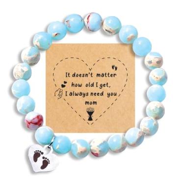 Imagem de Pulseira de pedra de coração para mãe, dia das mães, aniversário, dia dos namorados, presente de Natal do filho e filha, Small, Pedra Ametista Pedra, Ágata