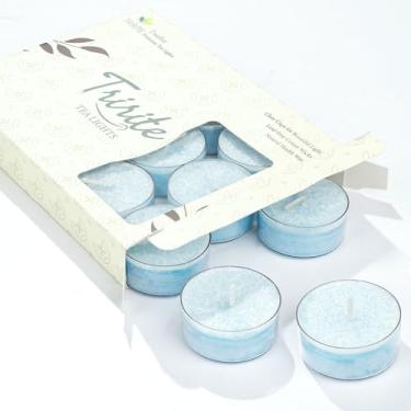 Imagem de Velas de chá de plantas sem perfume, velas de chá azul acesas de 5 horas, sem parafina, sem fumaça, mini velas votivas para casamento, dia dos namorados, Natal, 12 peças