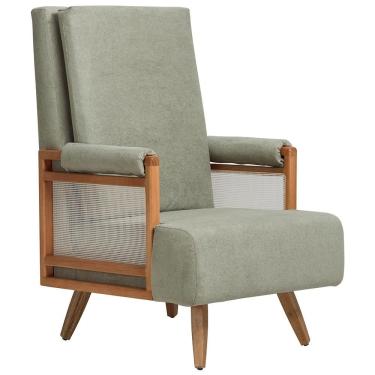 Imagem de Poltrona De Amamentação Fixa Pés Manu Líria D02 Bouclê Verde Oliva C-199 - Lyam Decor