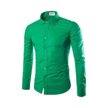 Imagem de 14 cores cor sólida masculina moda doce cor camisa masculina casual ca
