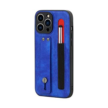 Imagem de Alça de pulso fosco cabe no estojo fino para iPhone 14 13 12 11 Pro Max Estojo à prova de queda, azul, para iPhone 13 Mini