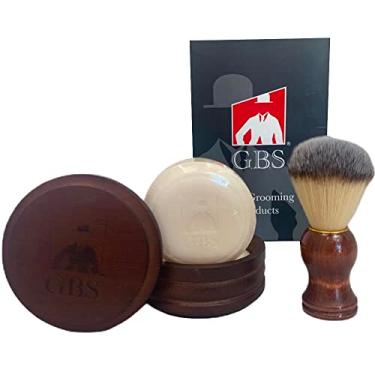 Imagem de Wet Shave Kit Beech Set Wood Homens GBS - cerdas sintéticas cabelo Shave Escova + madeira de faia Shaving Soap Bacia Cup w / Tampa Tampa + Natural Shave Soap complementa qualquer Navalha + Criar um Grande Lather