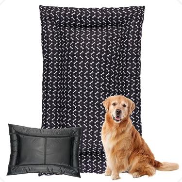 Imagem de Colchonete Colchão Grande Pet Cachorro e Gato Impermeável 120x70cm (Preto Ossinho)