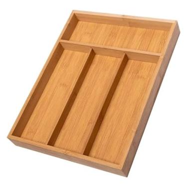 Imagem de Organizador De Gavetas E Porta Talher 4 Divisórias Em Bambu