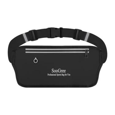 Imagem de SooGree Pochete de corrida para mulheres e homens, impermeável, bolsa de corrida, cinto de dinheiro fino, suporte de telefone para esportes, caminhadas, viagens, alça ajustável, bolsa de treino, leve,