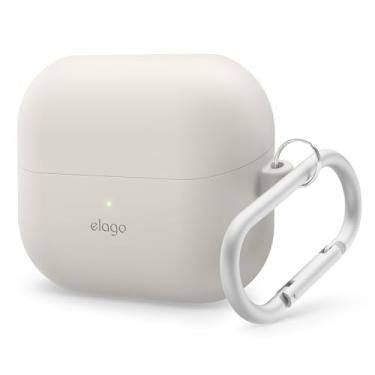 Imagem de elago Compatível com Samsung Galaxy Buds 3 Pro e 3 e 3 FE, capa de silicone premium com mosquetão, proteção total, carregamento sem fio, acessórios de fone de ouvido, para homens, para mulheres [Pedra