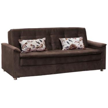 Imagem de Sofá-cama Casal 3 Lugares Reclinável Veludo - Matrix Nanda, Marrom,Flo