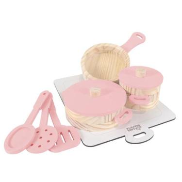 Imagem de Kit Panelinhas em Madeira Pinus Brinquedo - Eita Casa Perfeita, Rosa b