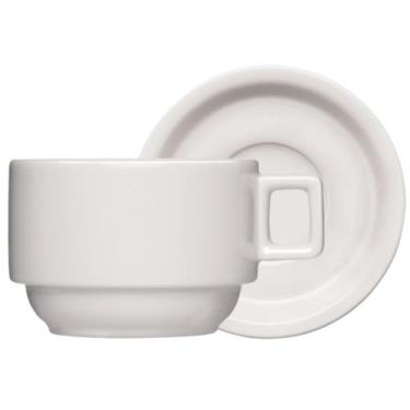 Imagem de Xícara de Porcelana Chá Café 210ml com Pires Bar Hotel Germer Branca R