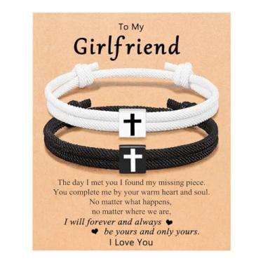 Imagem de UNGENT THEM Pulseira de corda trançada cruzada para homens, meninos, Natal, Dia dos Namorados, formatura, Páscoa, batismo, presentes para casais, filho, filha, irmão, adolescentes, meninas, 13inches,