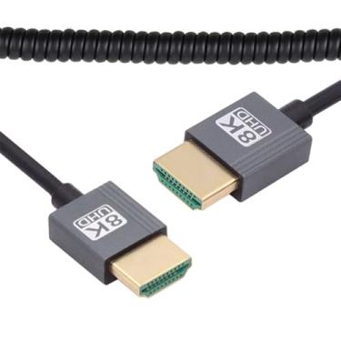 Imagem de NFHK Cabo HDMI 2.1 macho para HDMI macho 8K 60hz cabo enrolado elástico para monitor HDTV computador laptop (100 cm)