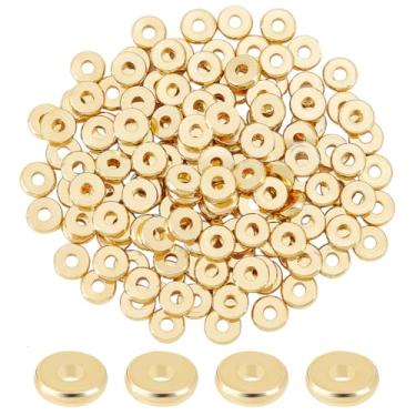Imagem de BENECREAT 150 peças contas de latão redondas planas de 6 mm banhado a ouro 18 k contas espaçadoras para brincos pulseiras colares