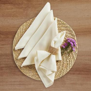 Imagem de Guardanapos de Linho Solino Home Fête Ivory 50x50cm - Conjunto com 4 P